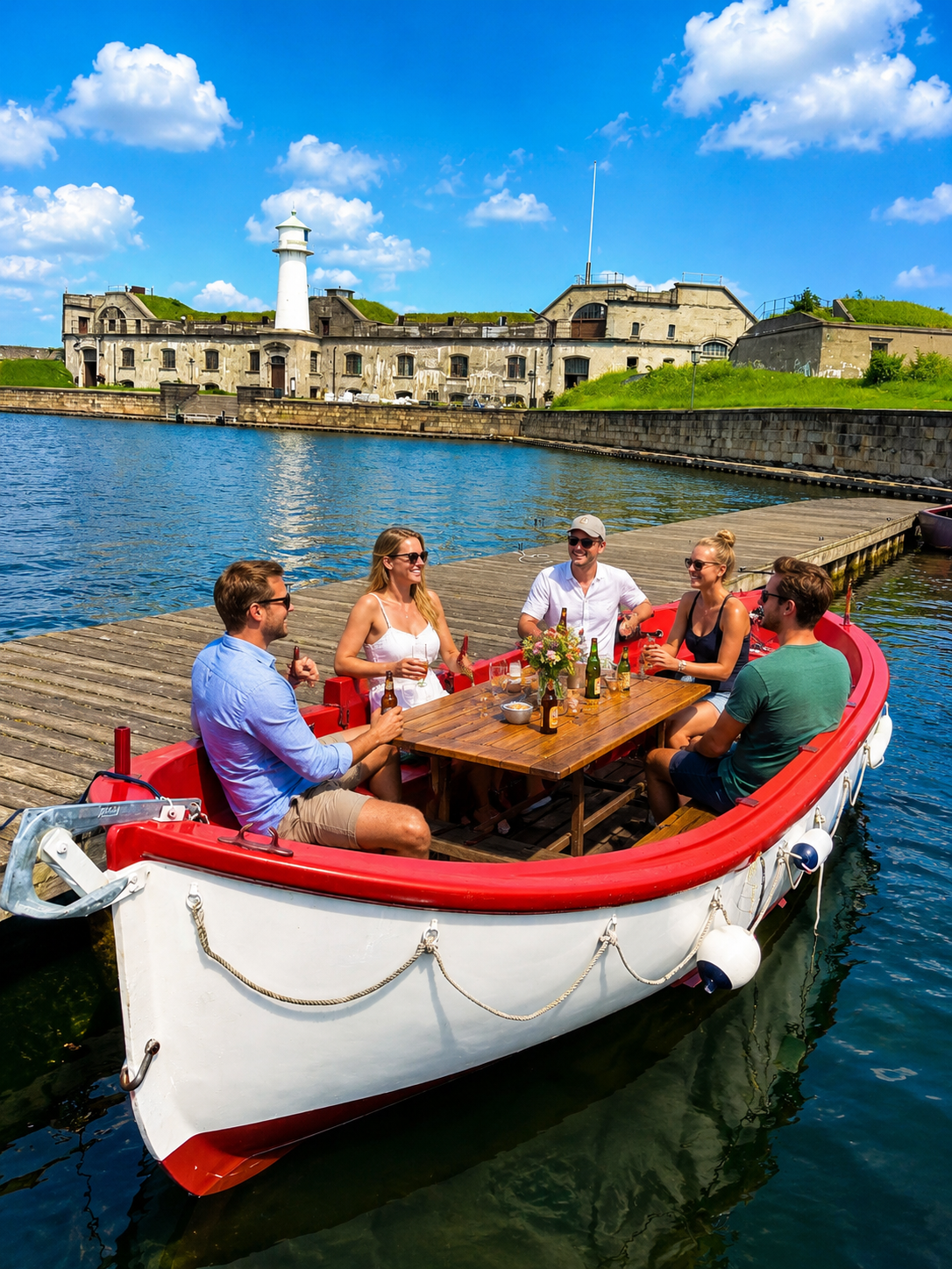 Charming former German rescue boat moored in Copenhagen harbor